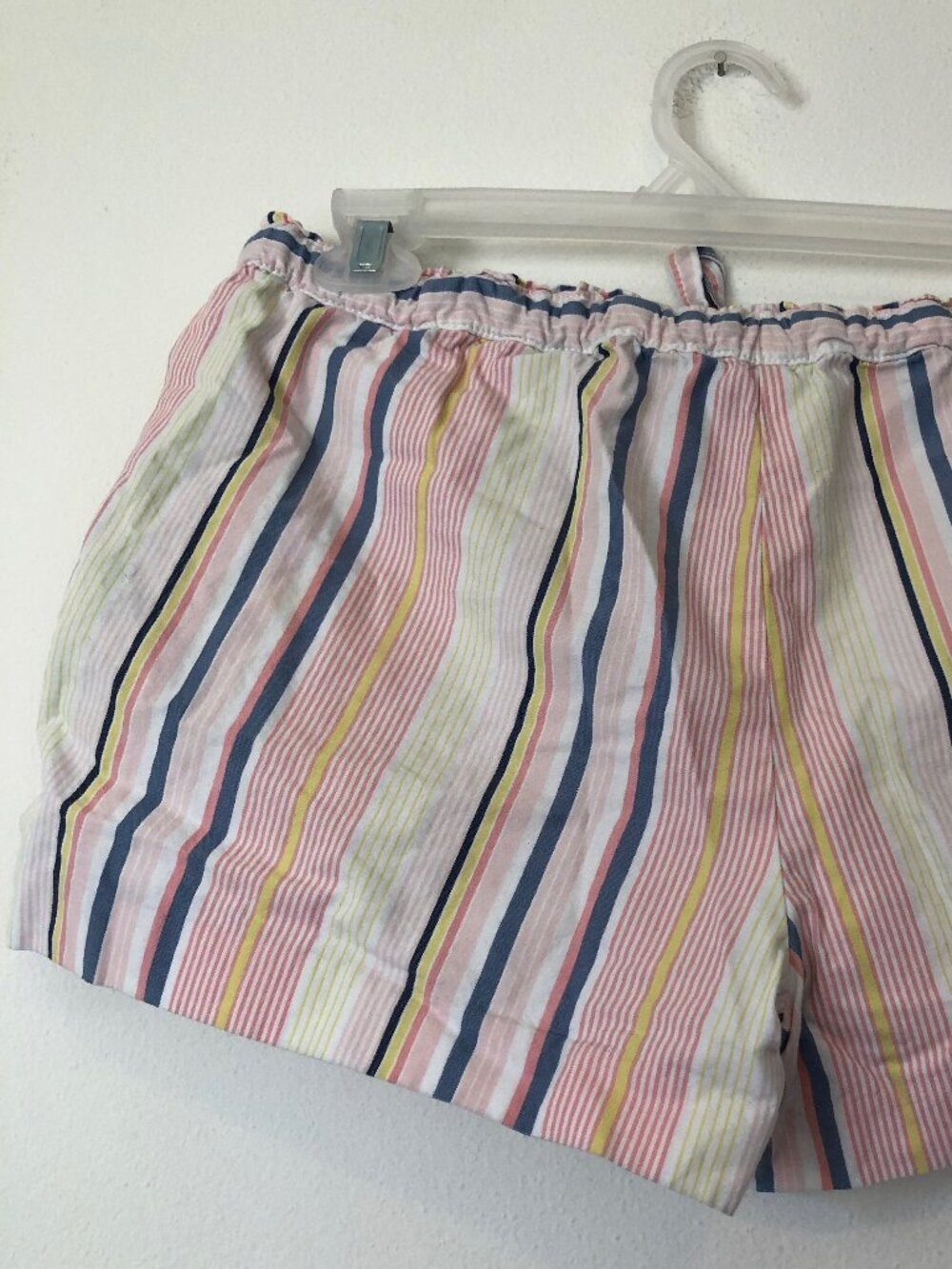 ANN TAYLOR LOFT Striped Tie Waist Shorts Pink White Blue 100% Cotton Boho Small - Picture 14 of 15